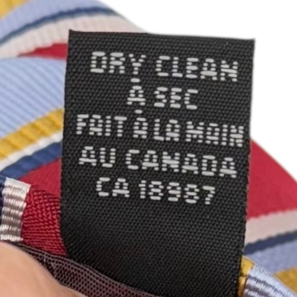 Dion Collection Wide Striped Italian Silk Tie 60-Inch Made in Canada Designer - Picture 3 of 7